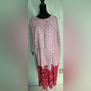 eShakti Lavender and Red Starry Floral Dress